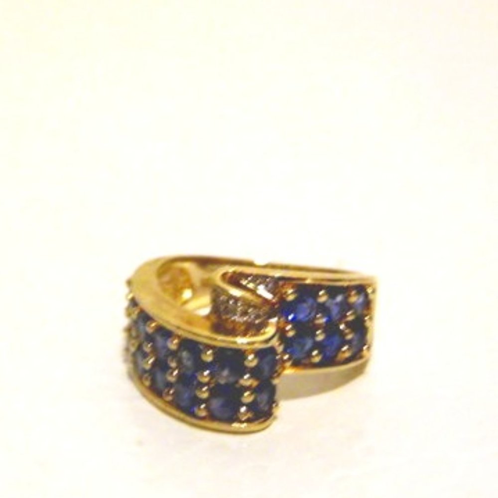 Rare Technibond Blue Topaz Ribbon Ring Size 7-1/4"